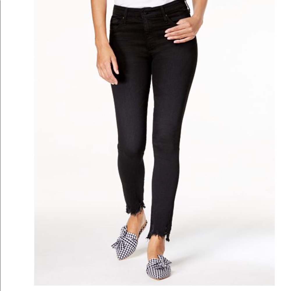 AG Faded Black Farrah Skinny Ankle Raw Edge